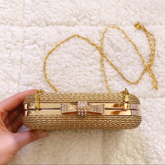 Handbags - Gold Mini Clutch/Purse